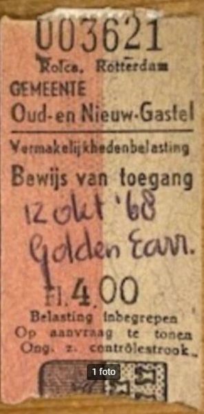 Golden Earring show ticket October 12 1968 Stampersgat - Zaal Geerts